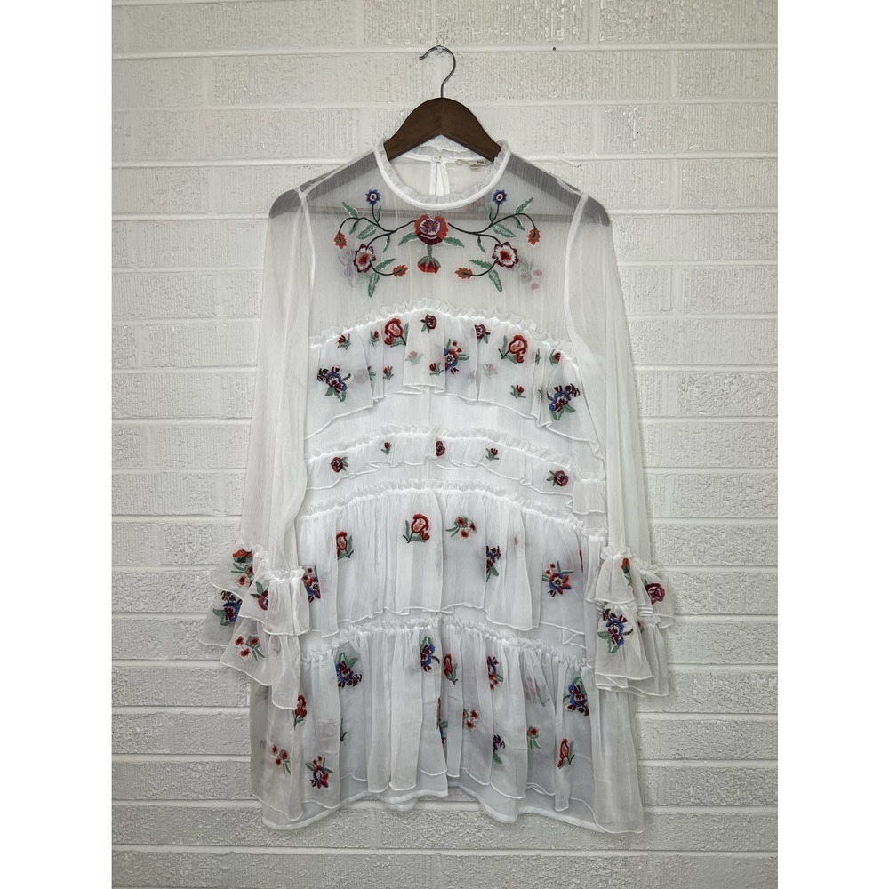 Jella Couture White floral embroidered dress
